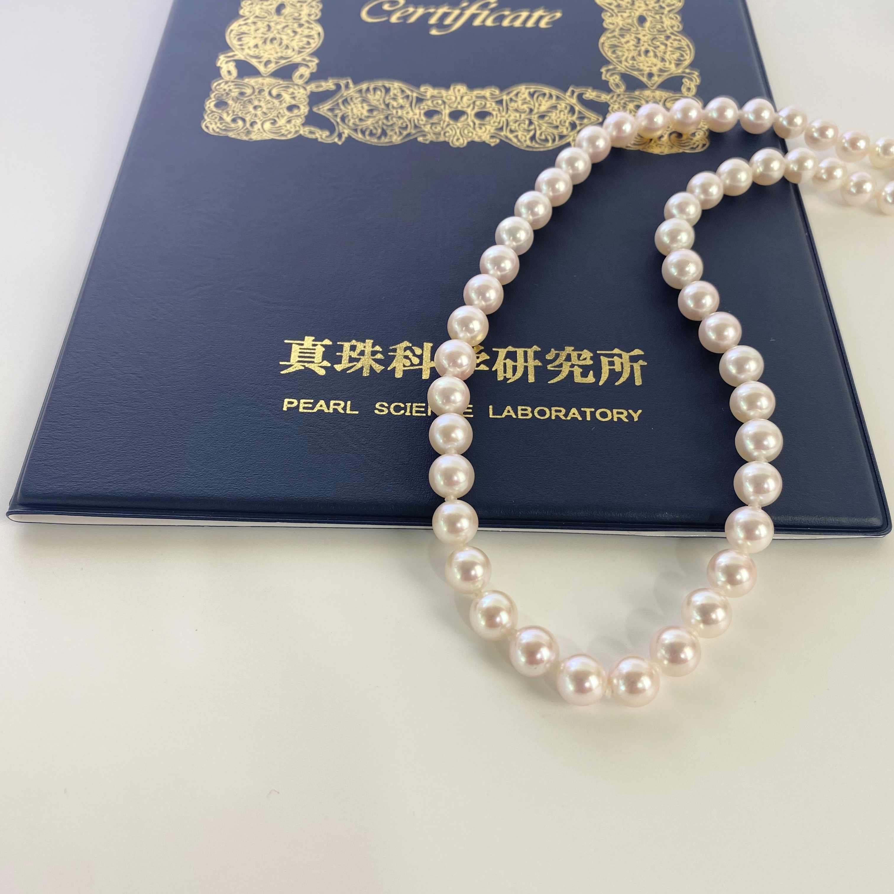 【天女】akoya天然海水珍珠项链带真科研大证书经典时尚