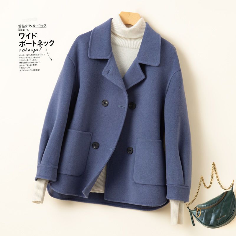 2023双面毛毛大衣女小个子新款宽松短款大码宽松气质毛毛呢子外套