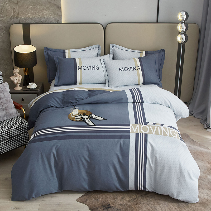 全棉100纯棉四件套加厚简约床单被套家纺床上用品磨毛4件套床品