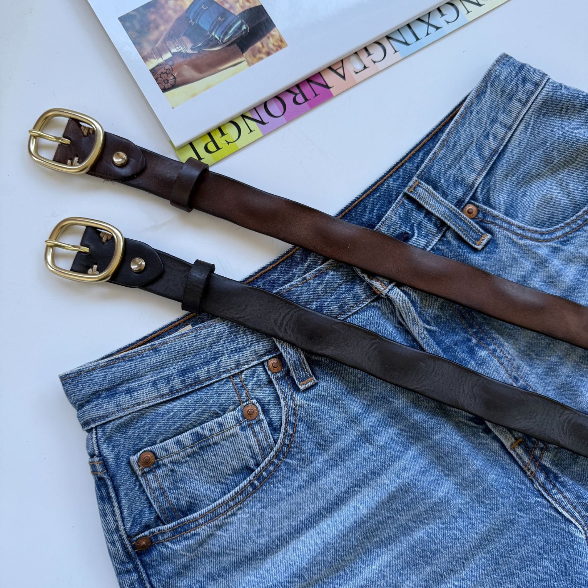 溯源者/女士铜扣新款手工复古头层牛皮腰带休闲简约韩版065