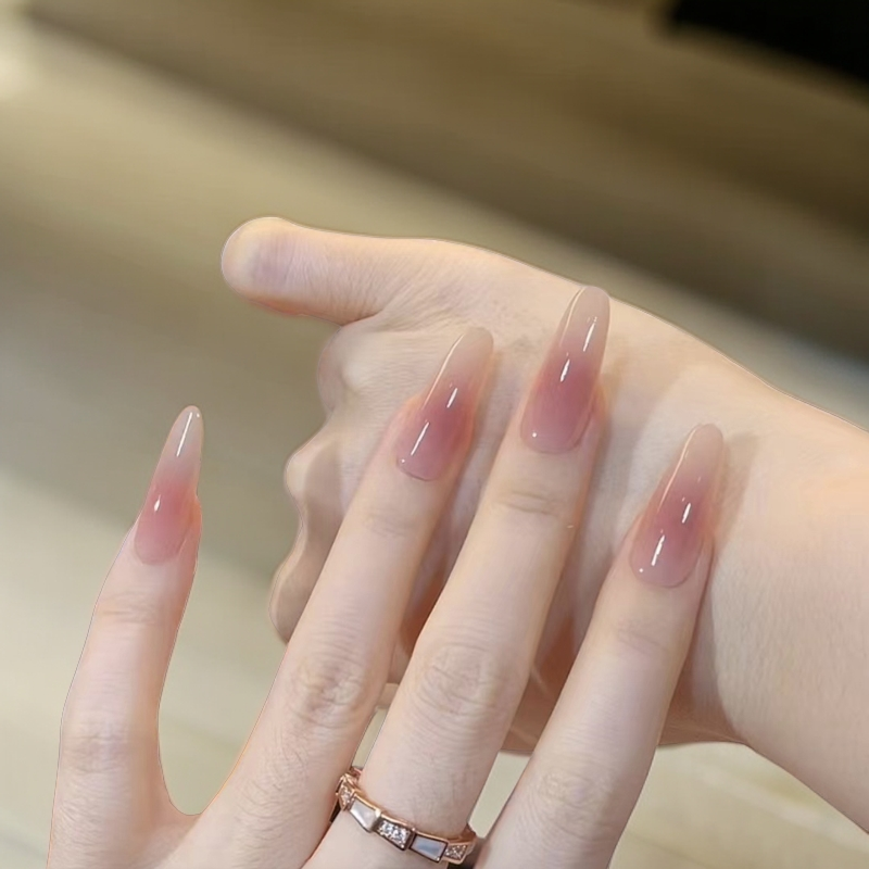 【嬛嬛】长椭圆纯欲华妃摸脸渐变美甲贴片手穿戴甲简约指甲贴中长款