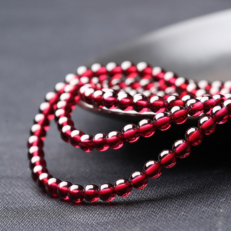 天然8A级多圈酒红色石榴石正品散珠子DIY手工串珠编织手链项链女
