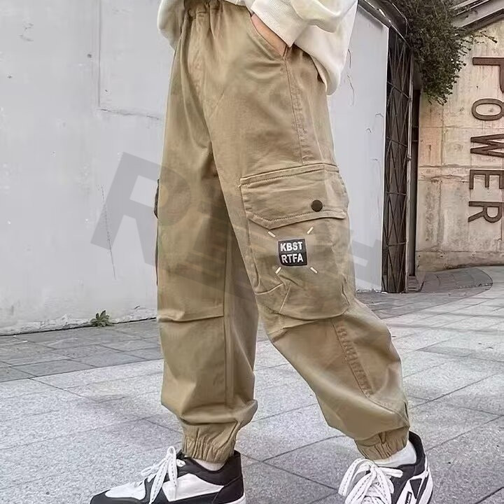 春秋新款儿童工装裤2024春秋款夏季洋气男孩潮流防蚊裤时尚裤子