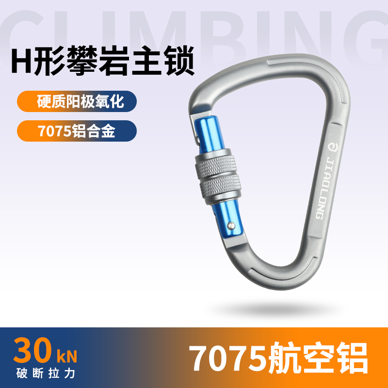 H形丝扣锁攀岩主锁梨形主锁 安全钩高空作业牛尾锁扣救援必备