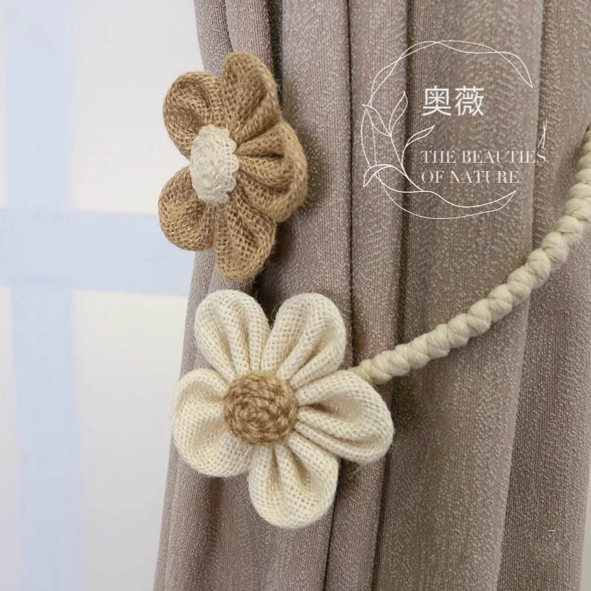 窗帘绑带棉麻麻绳编织花朵扭扭乐任意扭装饰纱帘窗帘绑带配件辅料