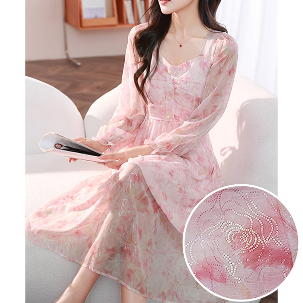 苏陌（七彩光）法式甜美气质时尚显瘦温柔风收腰春秋长袖裙仙气裙子