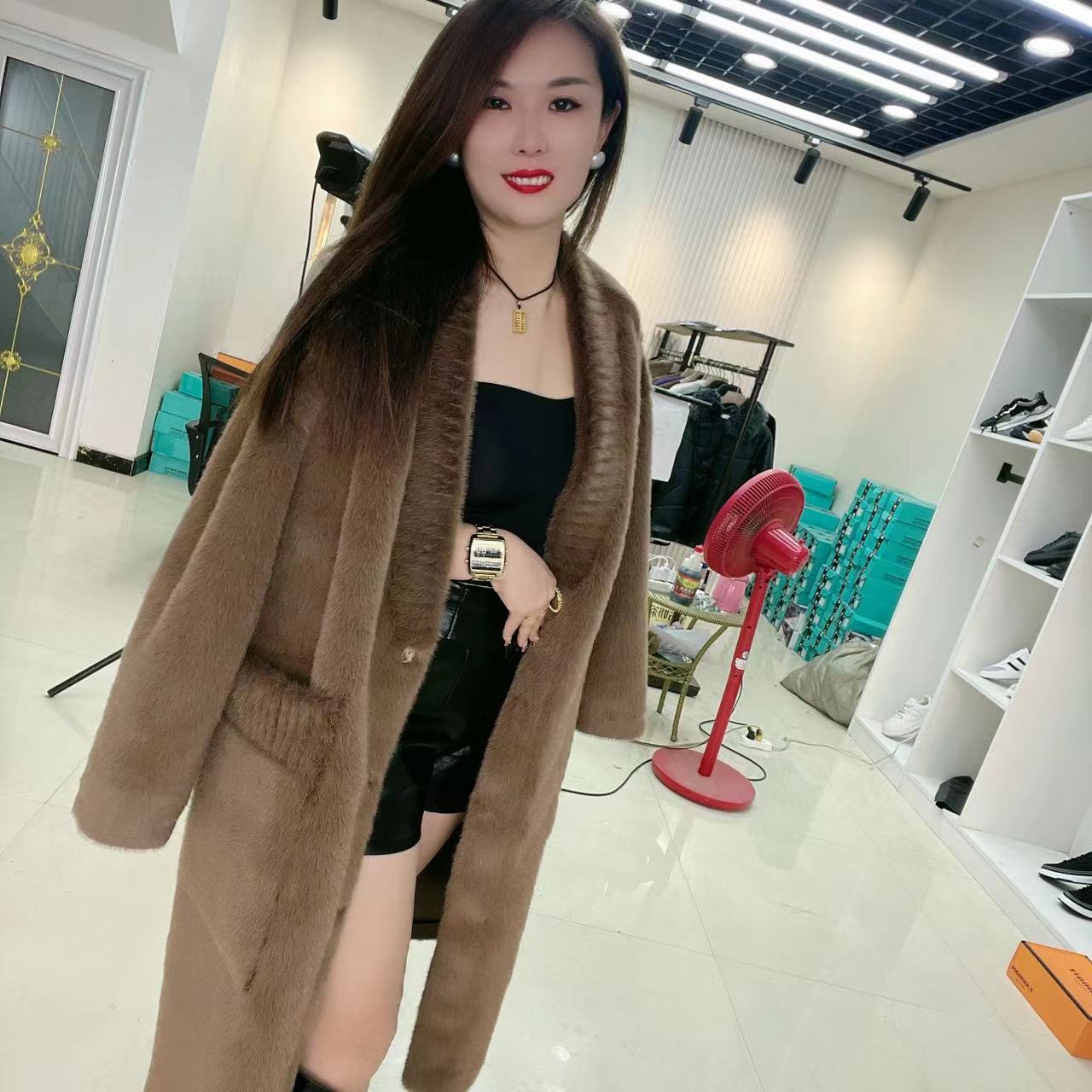 6071秋冬新款长款欧貂外套女61