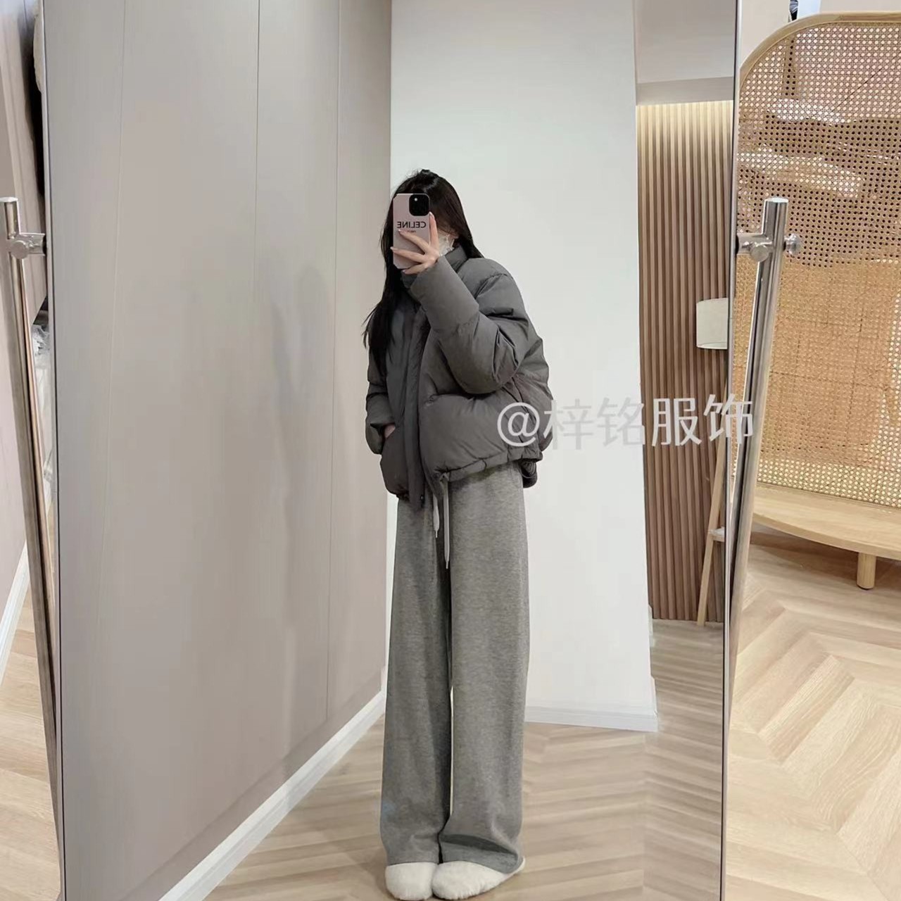 【梓铭】6368太好穿 减压糯米裤显瘦加绒垂感直筒阔腿长裤 