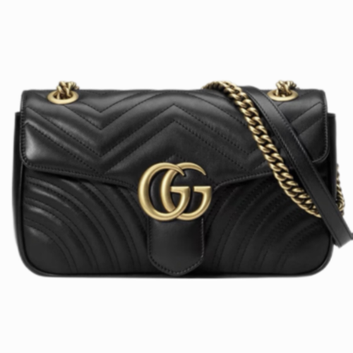 99新 GUCCI/古驰  黑金marmont 22/26/超迷你 链条包