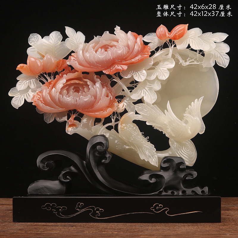 花好月圆工艺品摆件花开富贵办公室玄关酒柜博古架入户摆设