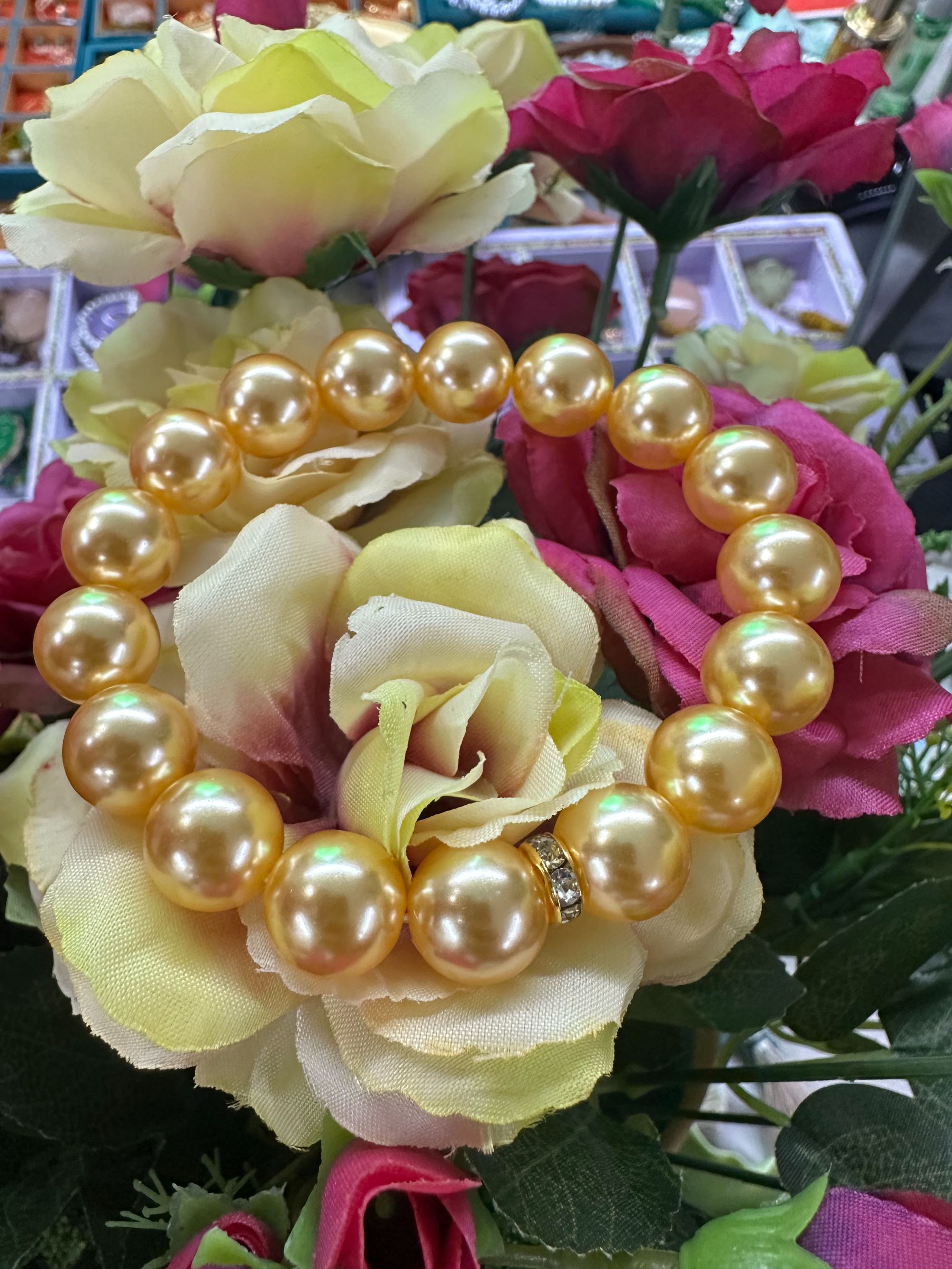 【聪聪珠宝】20479-高端贵气尊贵金色贝珠手串-12mm