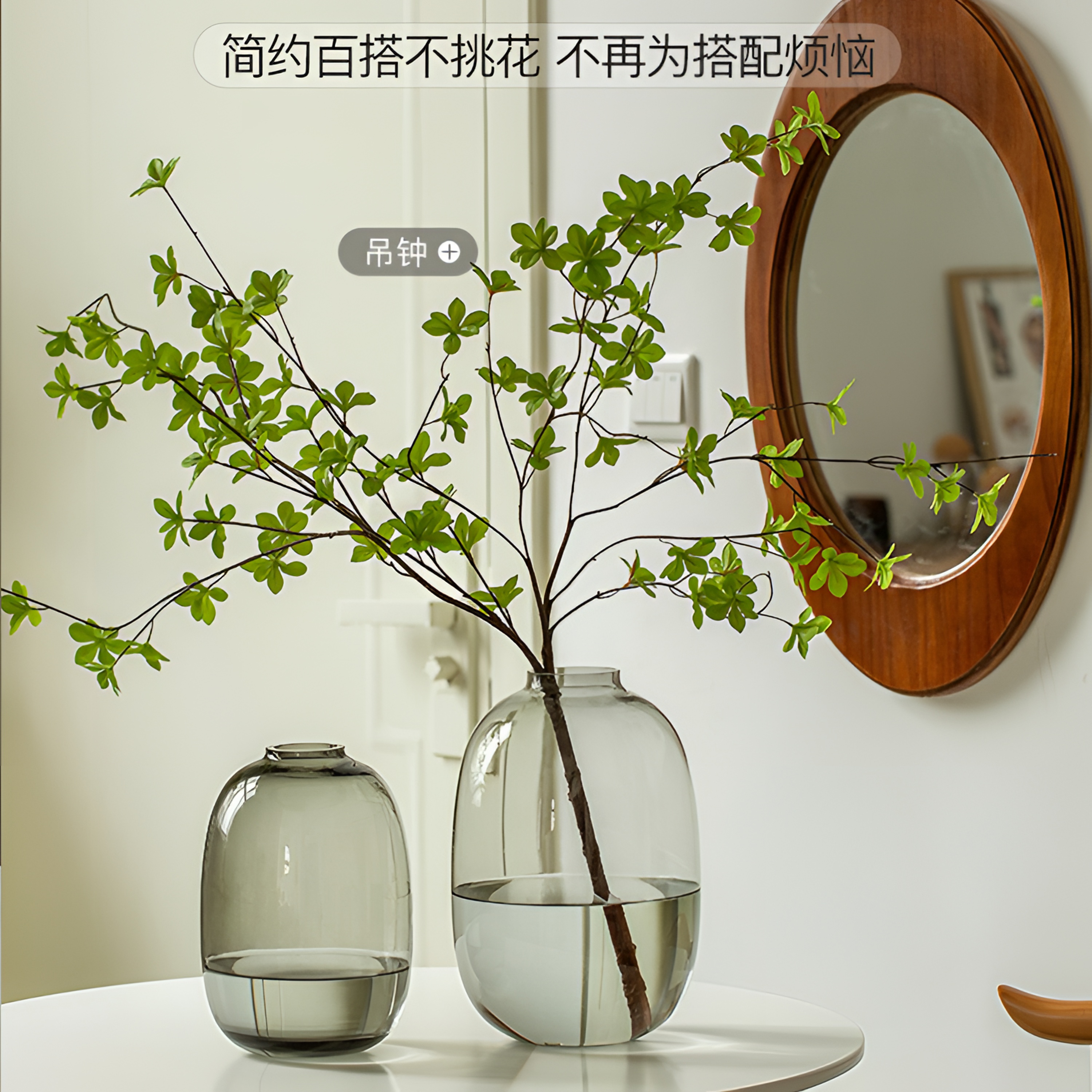 iosn【简约大肚瓶】雪柳龙柳马醉木吊 室内绿植水养插花 家居生活