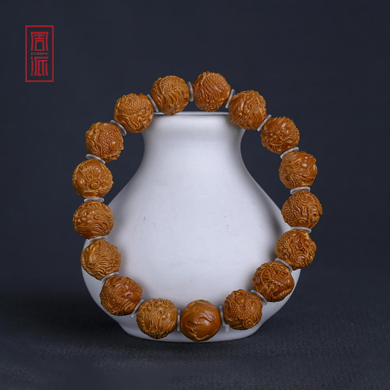 周派春毅核坊小籽龙橄榄核手串精工核雕纯手工核雕文玩苏工国风