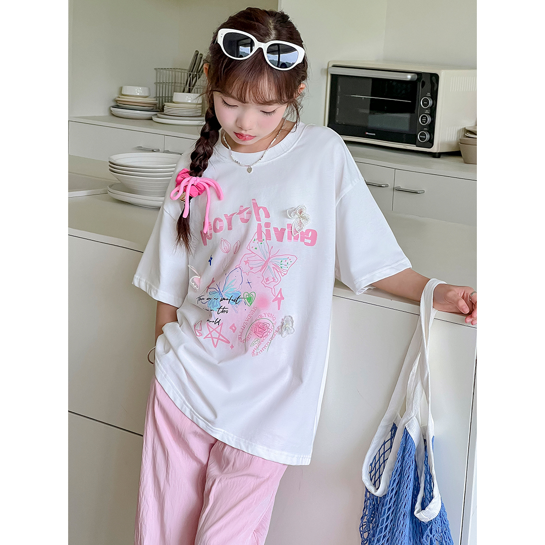 SZKP夏季新款女童装6-15岁中大童休闲短袖儿童T恤YNYX441437   