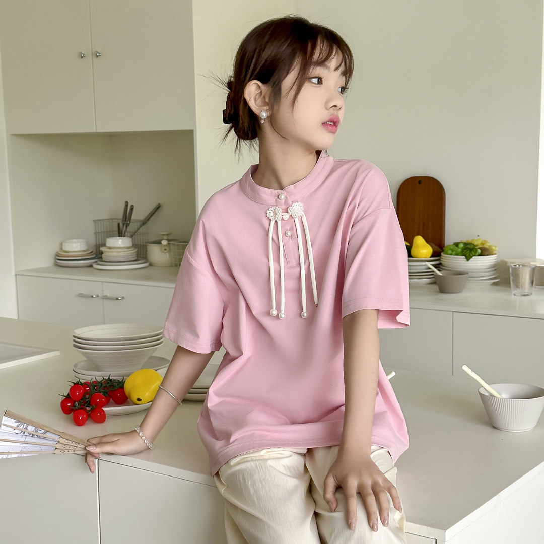 SZKP夏季新款女童装新中式上衣6-15岁中大童休闲T恤  YNYX440856