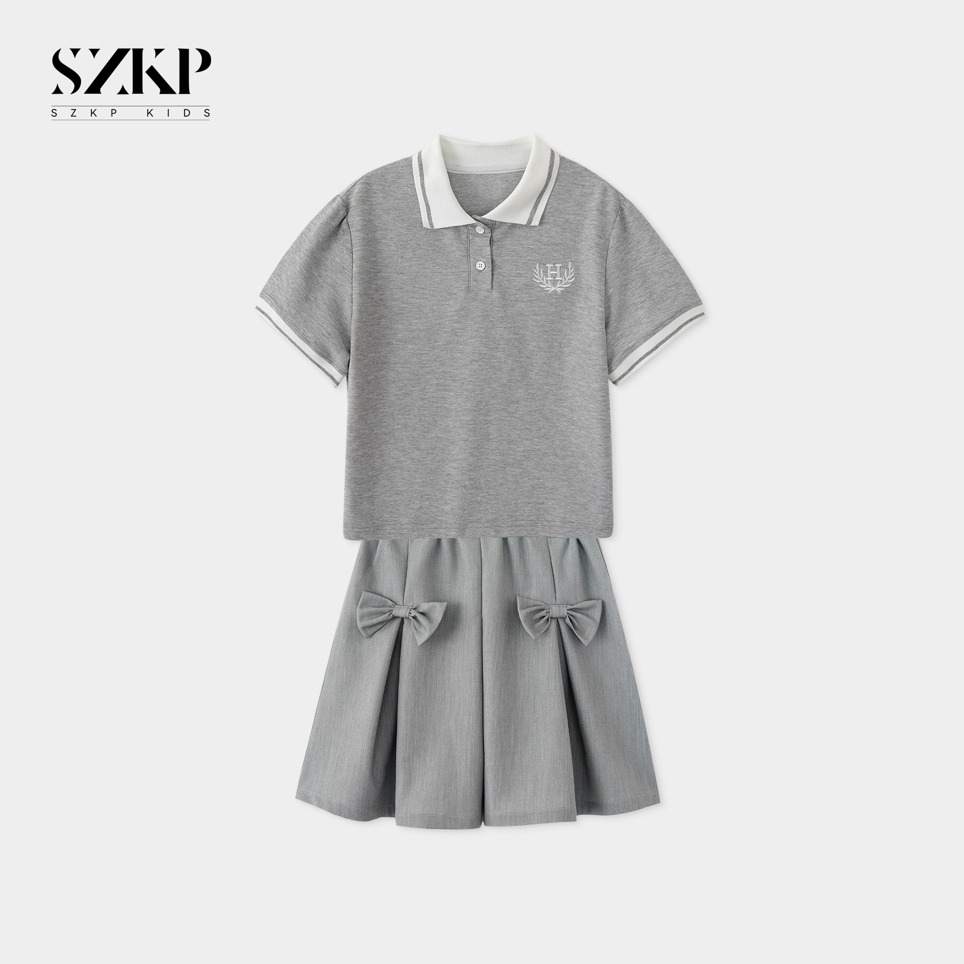 SZKP夏季百搭女童装6-12岁中大童儿童休闲学院风套装BXTX441863