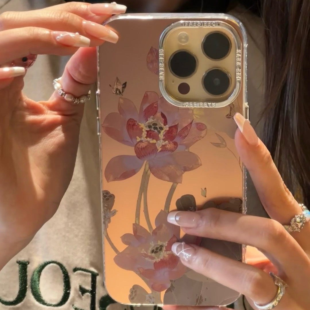 锦鲤荷花苹果15promax手机壳iPhone14电镀镜头圈13中国风12新年11