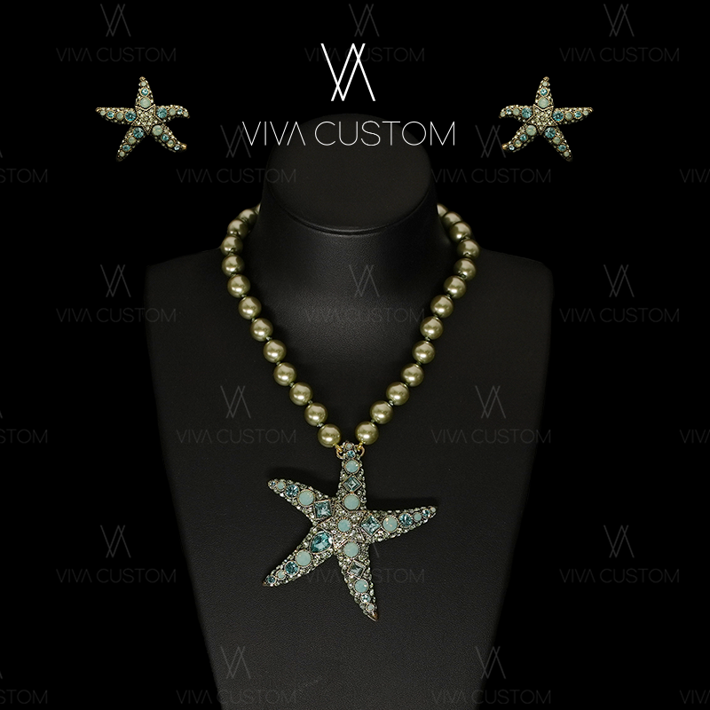 合金仿珍珠项链 中古精致时尚高级感百搭海星套装