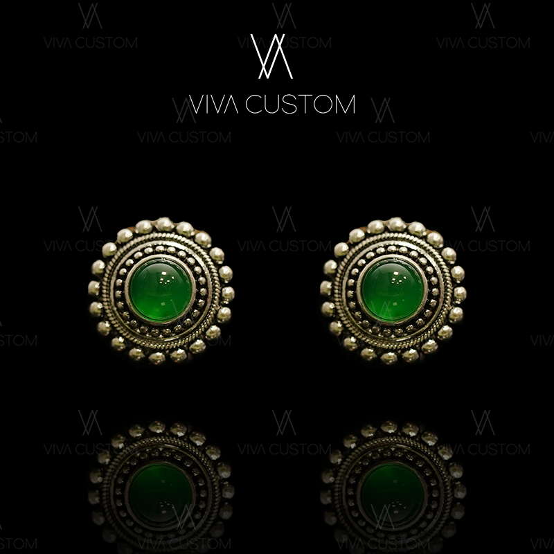 铜合金合成锆石耳饰 (小而美系列)时尚设计感气质轻奢圆盾耳拍