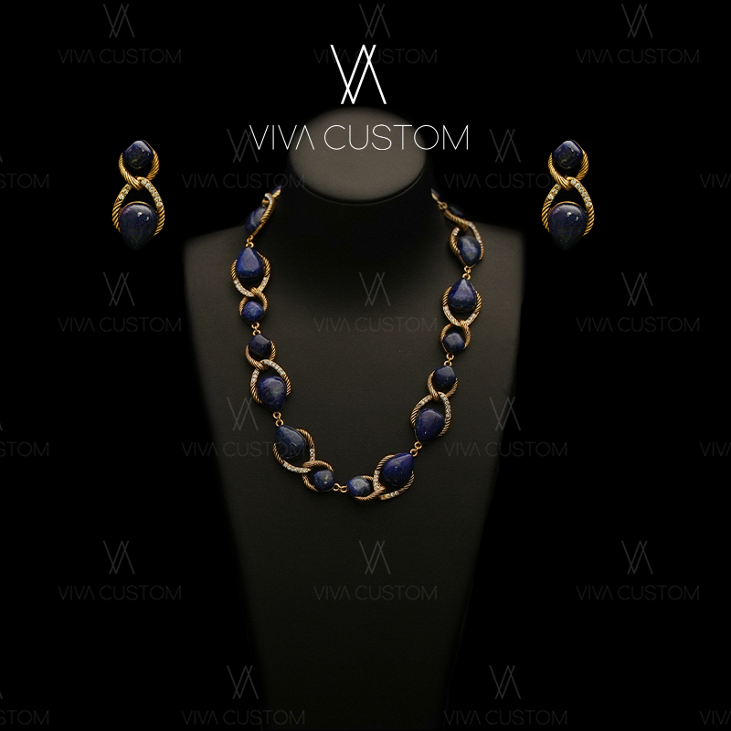 彩石流光系列 森林密石微镶复古蓝套装