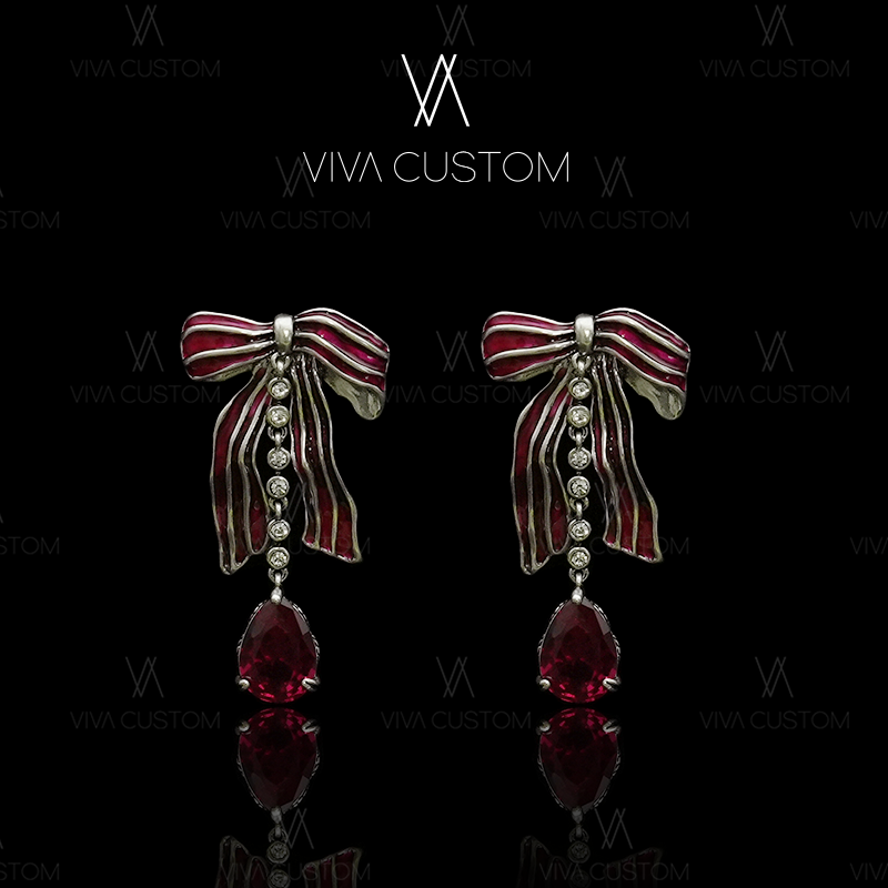 合金耳饰 (小香风系列)时尚百搭高级感异彩蝴蝶结露珠耳钉