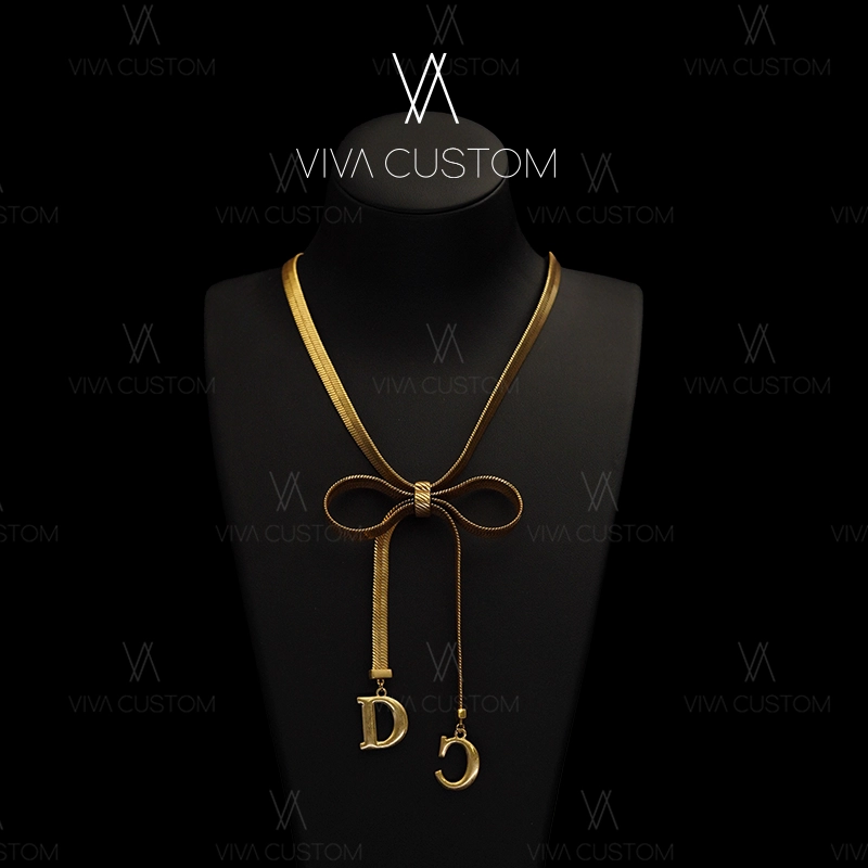 合金项链 （素金系列）设计感时尚精致简约百搭字母蝴蝶结蛇骨项链