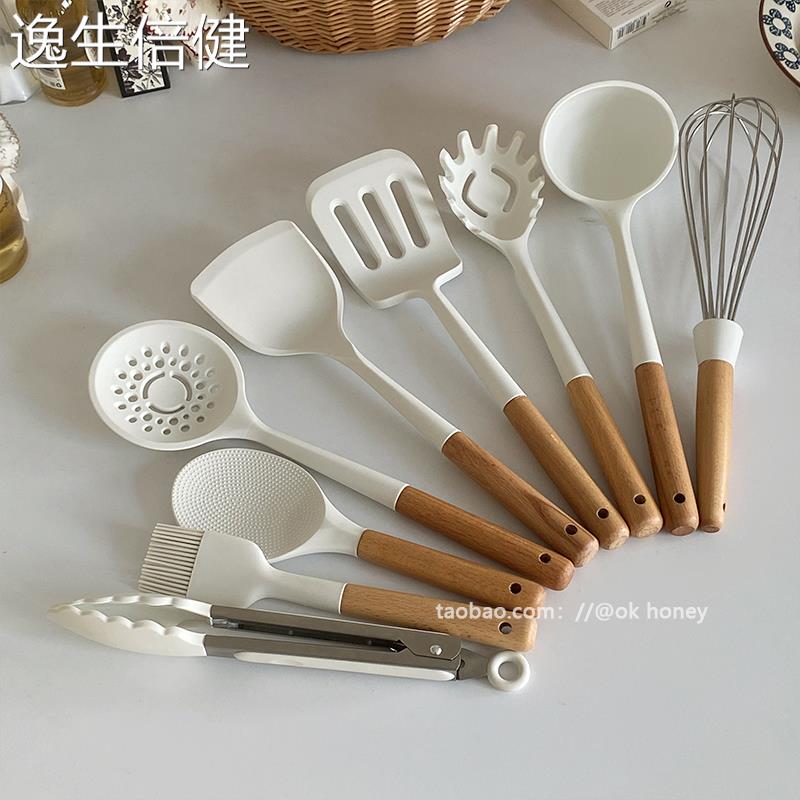 ins硅胶锅铲不粘锅专用食品耐高温汤勺漏勺煎铲打蛋器套装油刷厨q