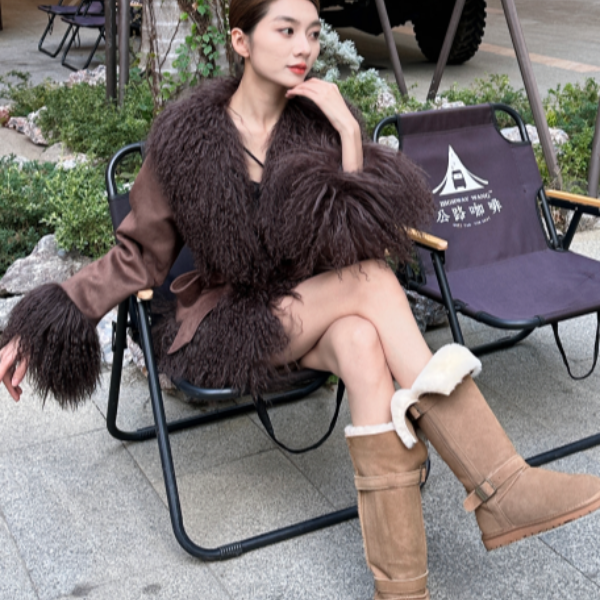 【恩妮专属】冬季气质女士百搭羊毛时尚时装外套0013