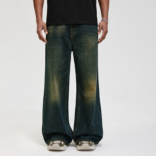 BONELESS复古做旧直筒牛仔裤宽松美式高街长裤春秋百搭