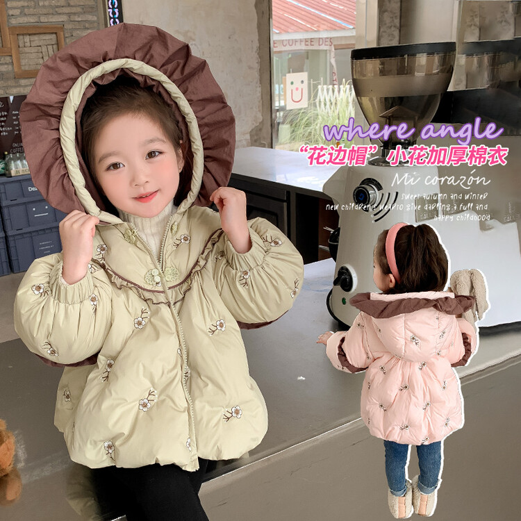 女童棉服新款可爱卡通棉衣婴儿冬季童装幼儿连帽加厚外套1-4岁