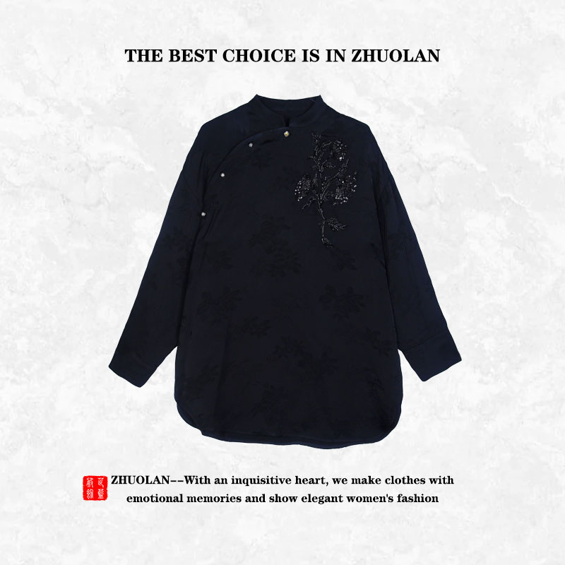 【墨色引】新中式国风上衣长袖时尚复古宽松中国风民族风23106