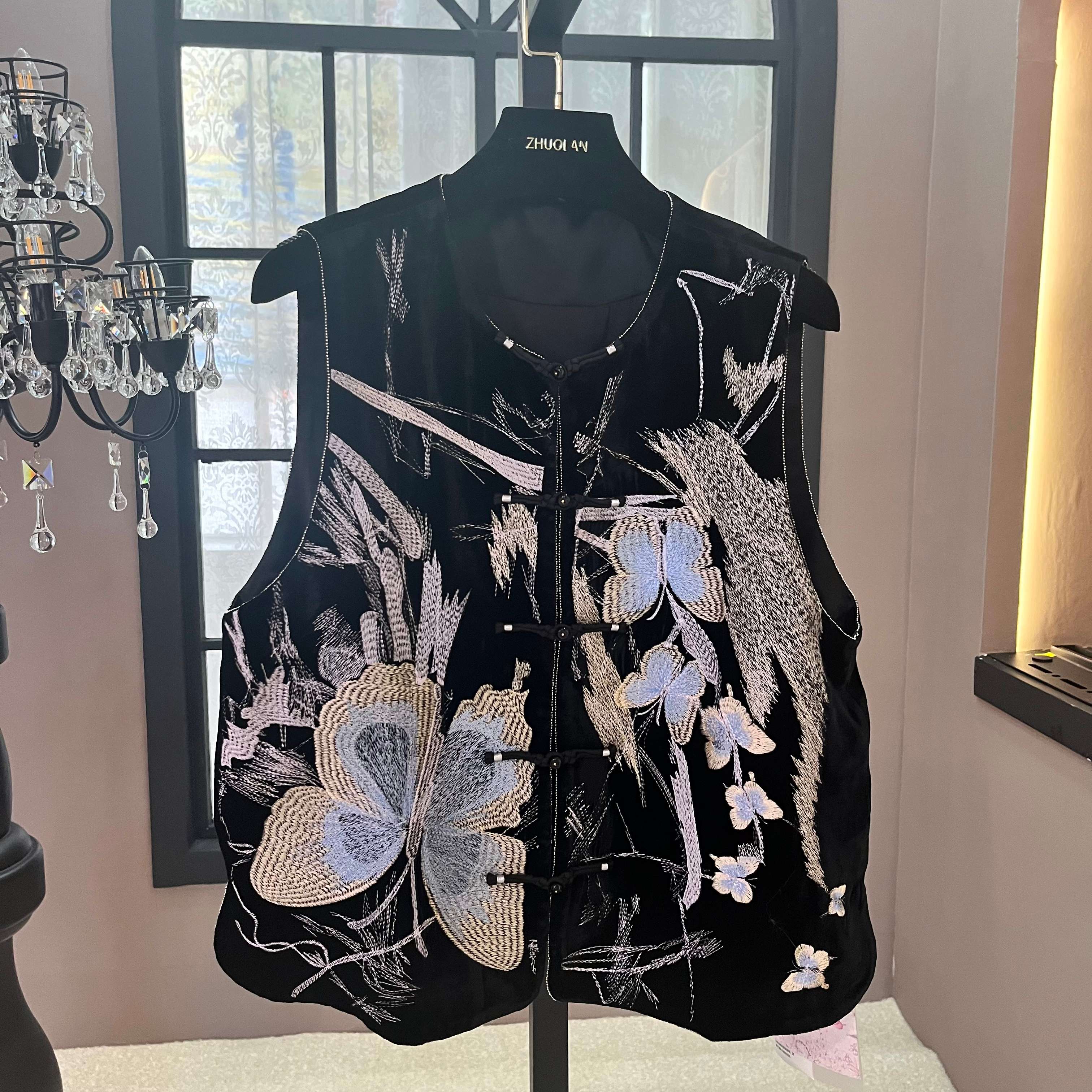 2789新中式国风上衣马甲时尚休闲潮流无袖重工气质轻奢显瘦（117）