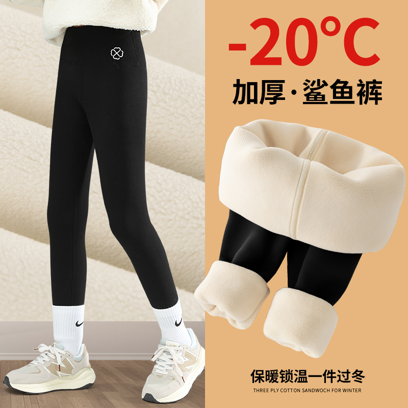 女童打底裤秋冬款加绒儿童冬季外穿加厚芭比保暖裤大童一体绒裤子