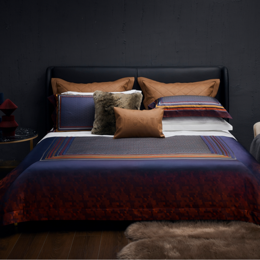 【家居】恐龙 全真丝色织大提花 丝滑轻奢四件套奢华 克里斯