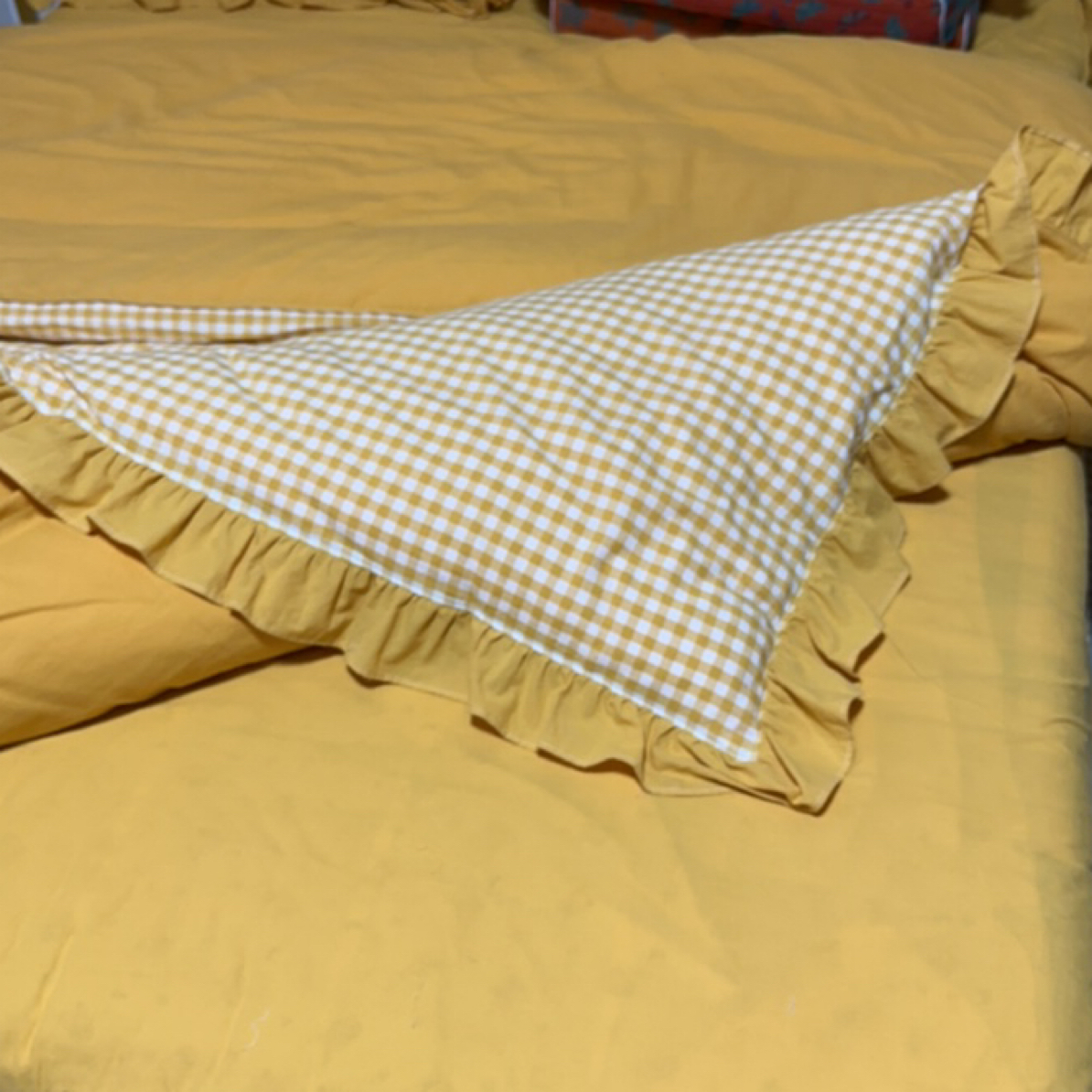 纯棉水洗棉四件套全棉母婴级被罩床单被套100%棉格子花边AB面