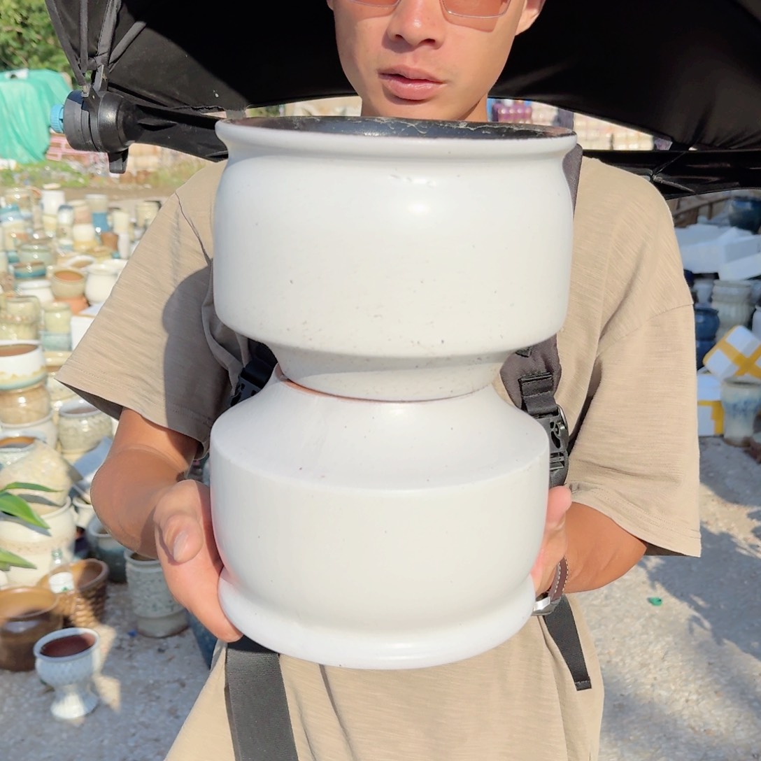 【闪购商品】紫砂花盆口20高15（两个拼外贸白色