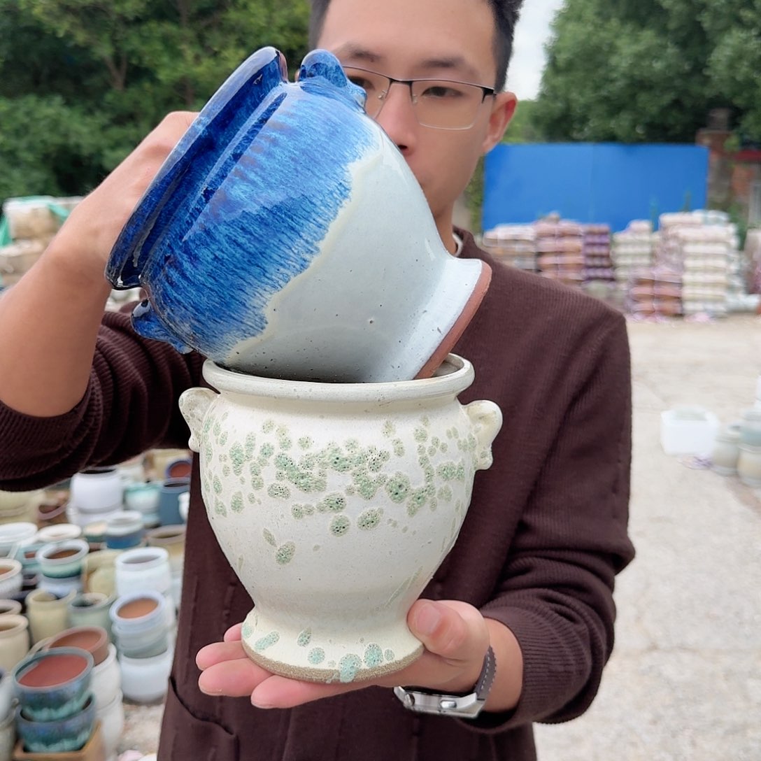 紫砂花盆瑕疵颜色随机两个两个