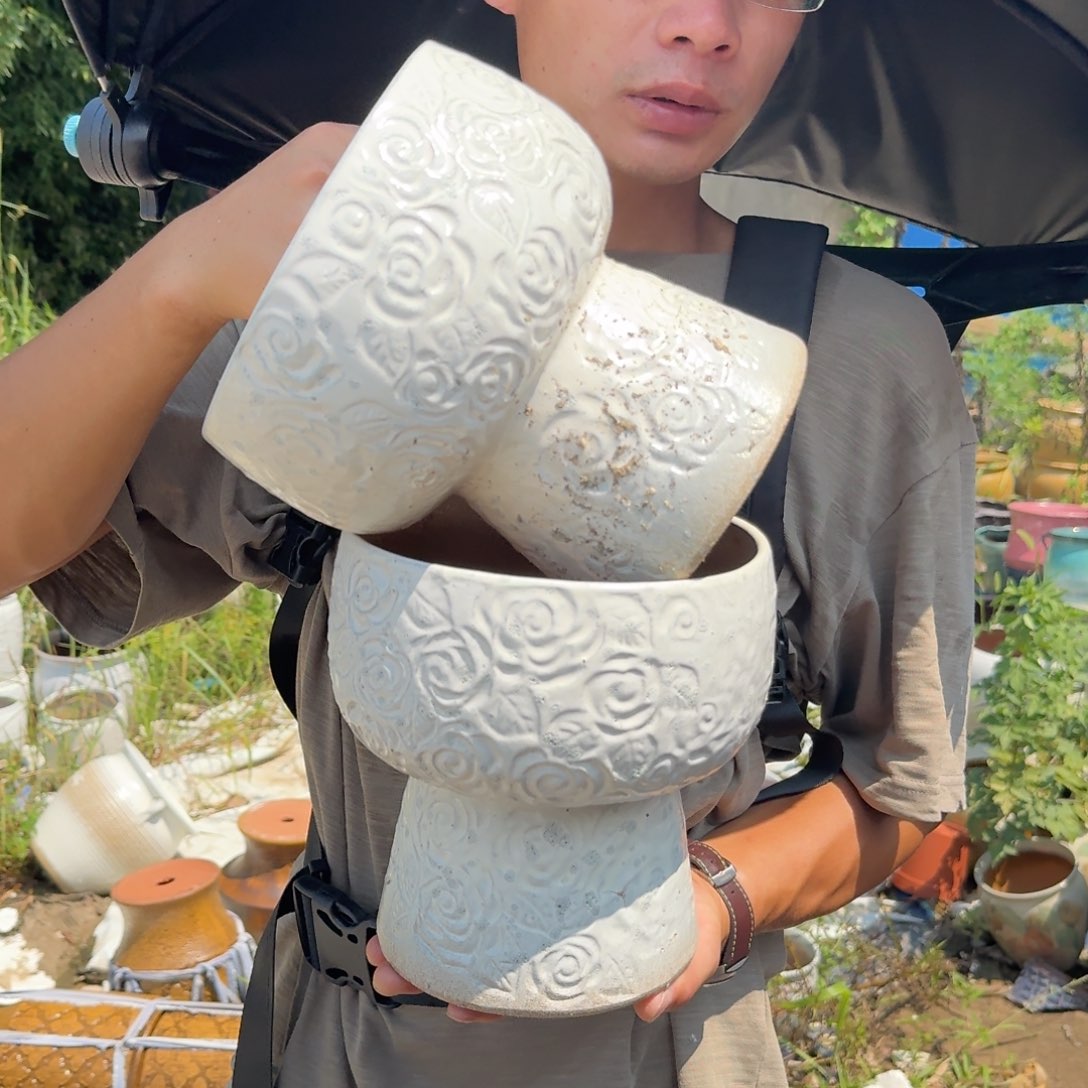 【闪购商品】紫砂花盆口18高20（玫瑰花火锅白色