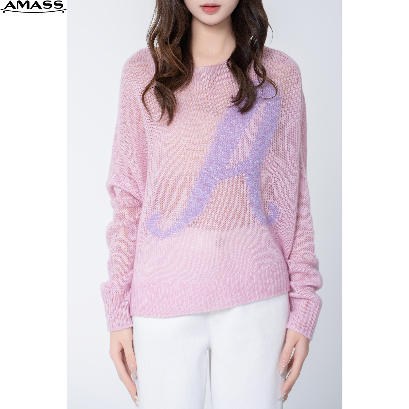 AMASS/阿玛施春秋时尚镂空个性设计圆领套头长袖针织衫女 5399604