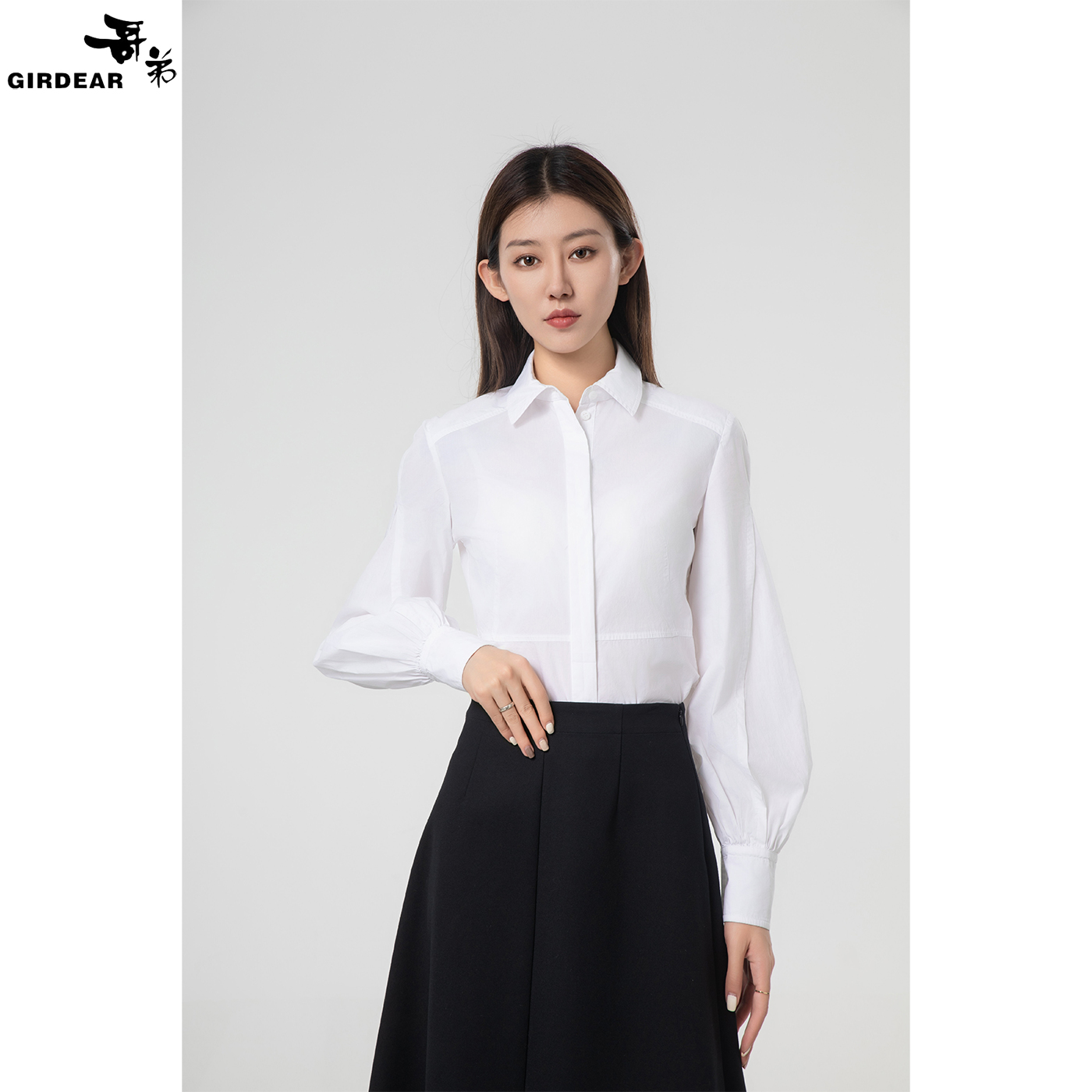 GIRDEAR/哥弟美拉德风设计感灯笼袖复古宫廷泡泡袖衬衫女 1300726