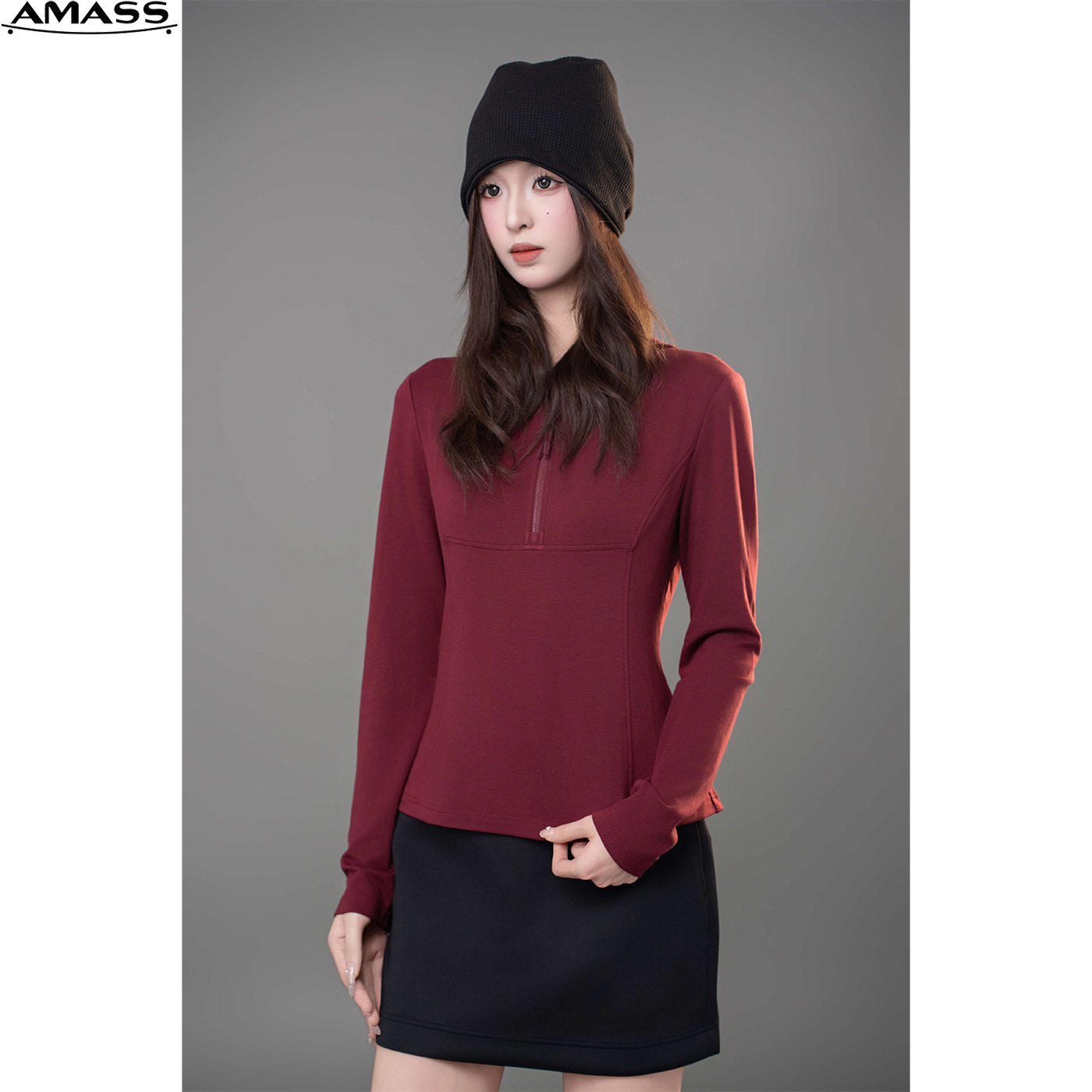 AMASS/阿玛施秋季新款户外时尚休闲修身套头长袖连帽卫衣 5301062