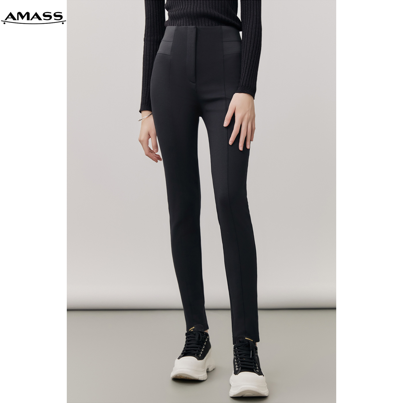 AMASS/阿玛施魔术弹力中腰修身简约百搭铅笔裤显瘦打底裤 5100295