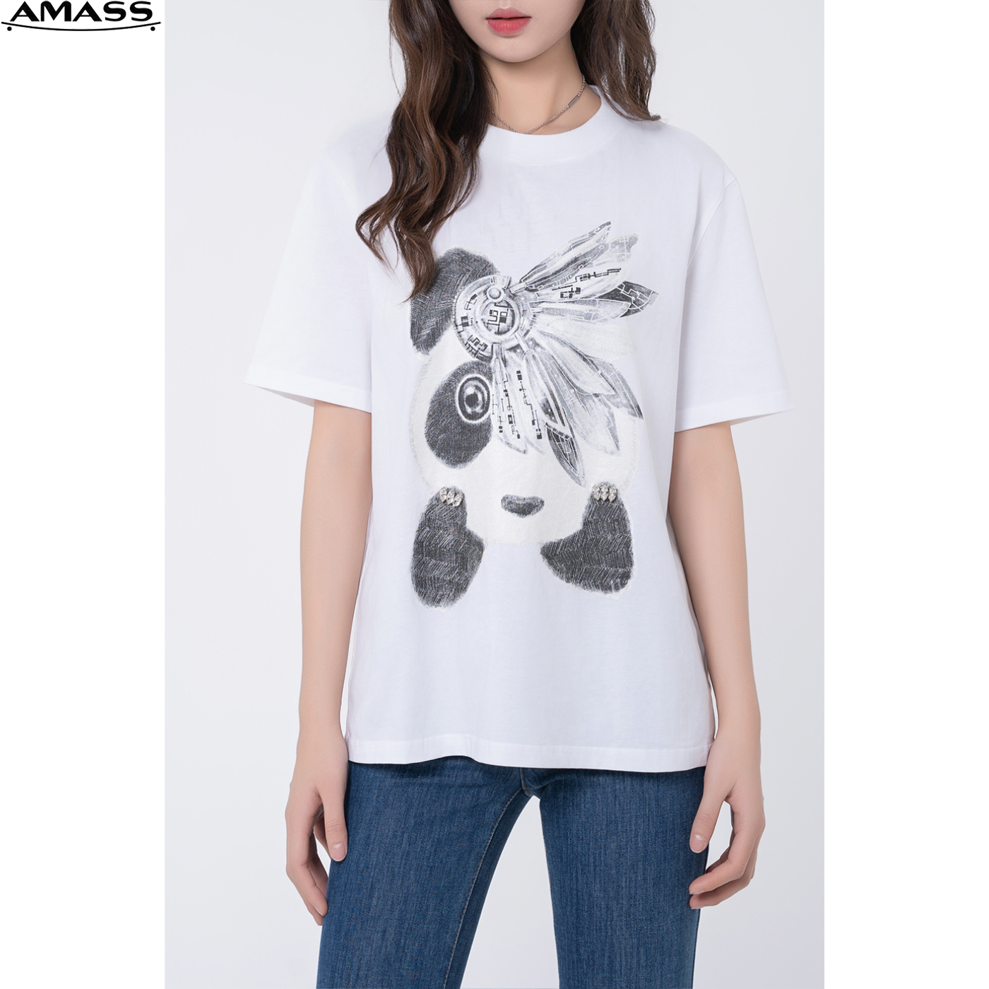 AMASS/阿玛施夏季圆领休闲时尚涂鸦百搭显瘦休闲短袖T恤  5300902
