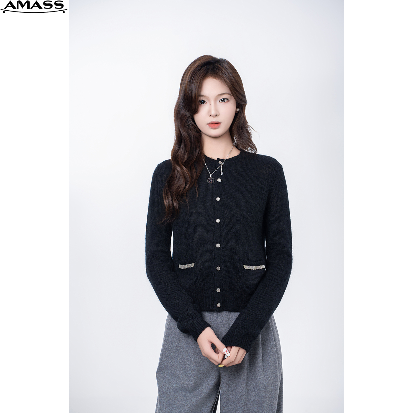 AMASS/阿玛施【双11】秋冬新款短款圆领针织衫时尚显瘦百搭 5499272