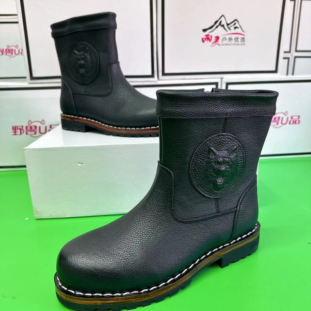 狼头固特异手工定做拉链皮底单款马丁靴(建议拍小一码)