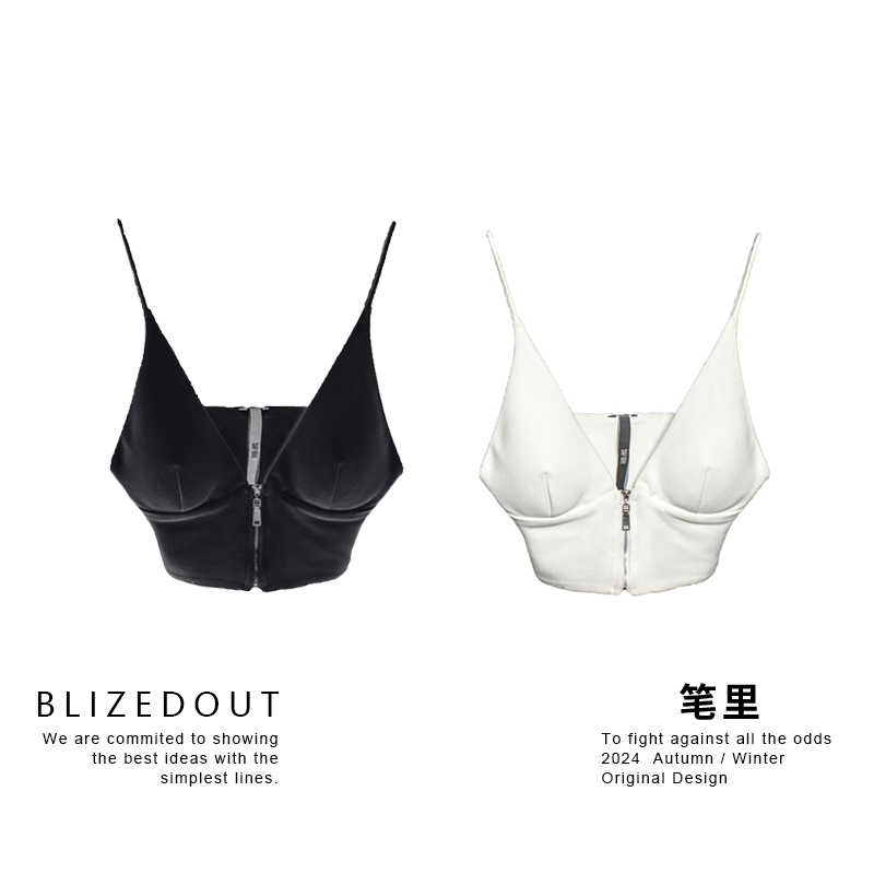 【BLIZEDOUT】笔里原创设计黑白两色可选内搭外穿拉链吊带背心