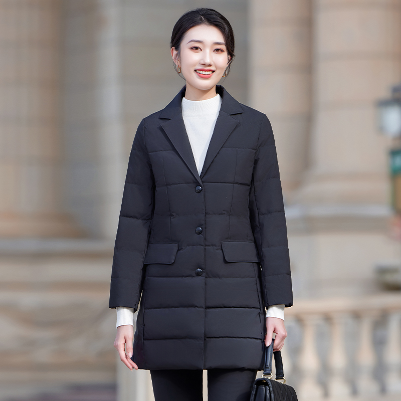 秋冬新品女士职业棉服中长加厚修身银行珠宝销售前台工作服253