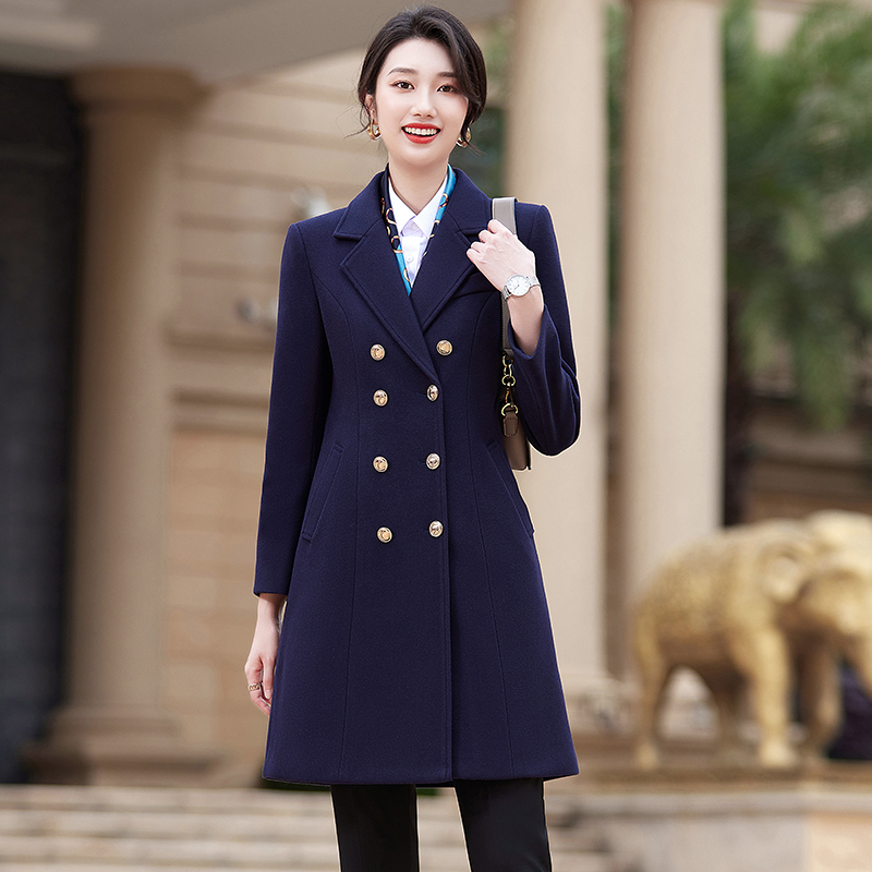 2025新款呢子大衣秋冬加厚空姐职业装高端显瘦气质外套2293