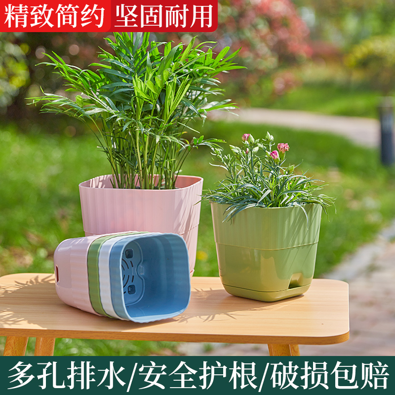 新款小魔方形树脂小花盆环保无味桌面耐用透气多肉月季塑料小花盆