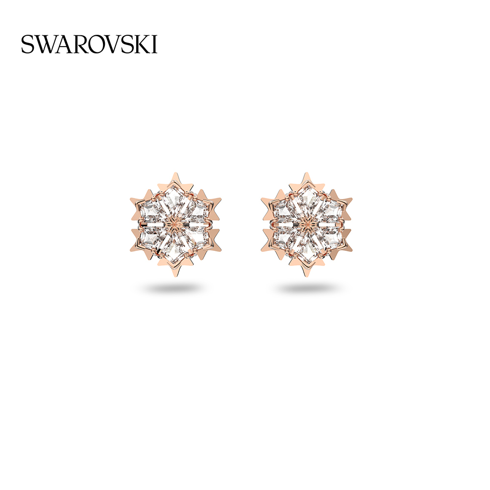 Swarovski/施华洛世奇 合金仿水晶耳饰 琥珀流光穿搭雪花耳钉爆闪